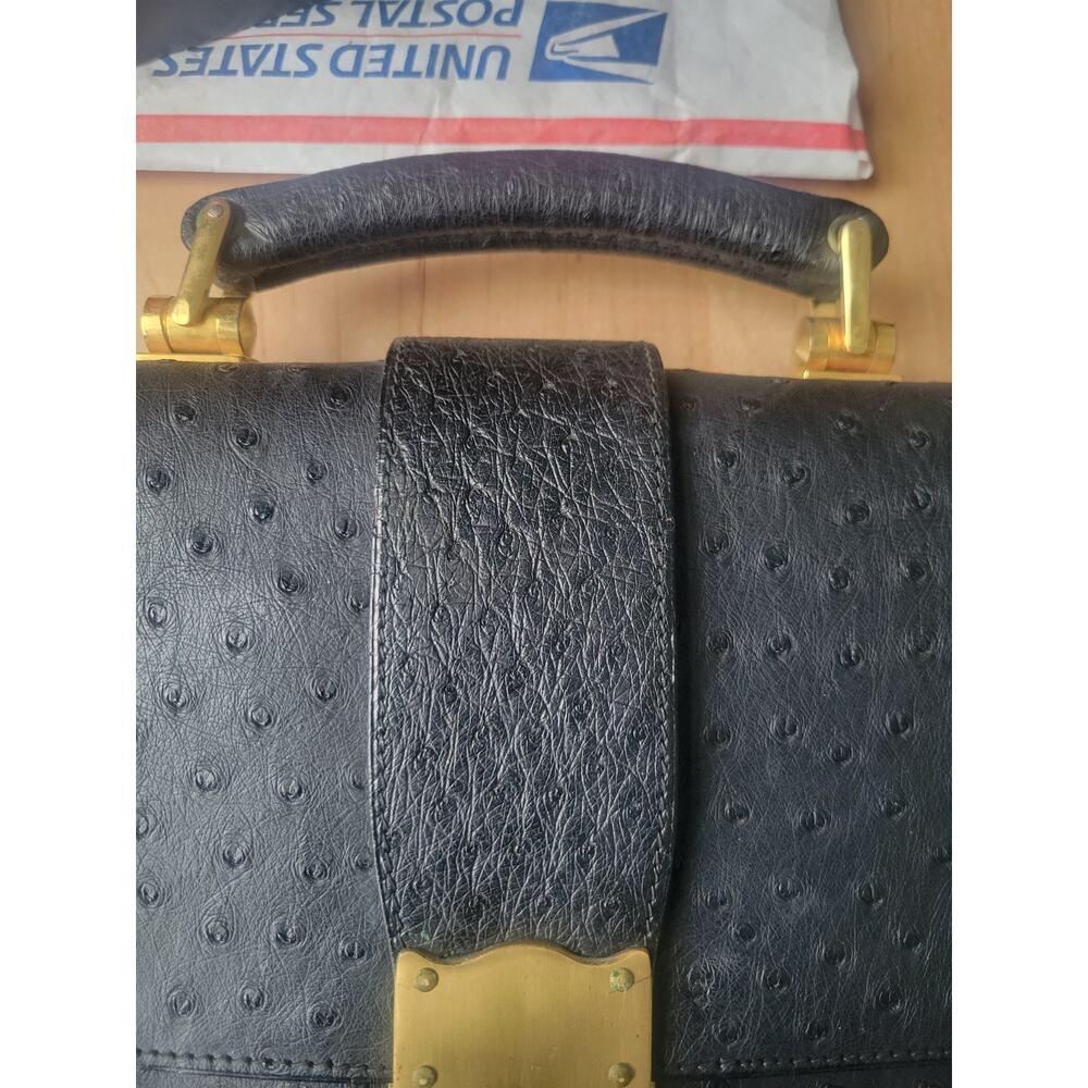 Vintage Madler Ostrich Black Leather Full Size Briefcase - Picture 5 of 16